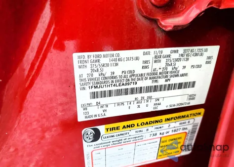 2020 Ford Expedition Xlt из США, поврежденный, VIN 1FMJU1HT4LEA09719